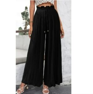 Black Pleated Women's Sleepwear Pants